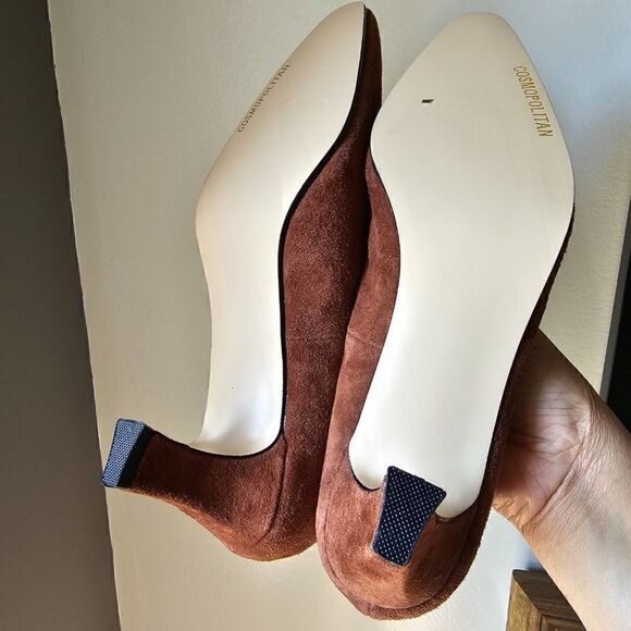 VINTAGE NEW OLD STOCK COSMOPOLITAN BROWN GENUINE LEATHER HEELS SHOES SIZE 8.5 - Picture 13 of 16